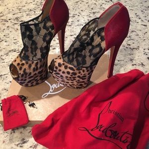 Christian Louboutin Lace Leopard Stilettos (EU38)